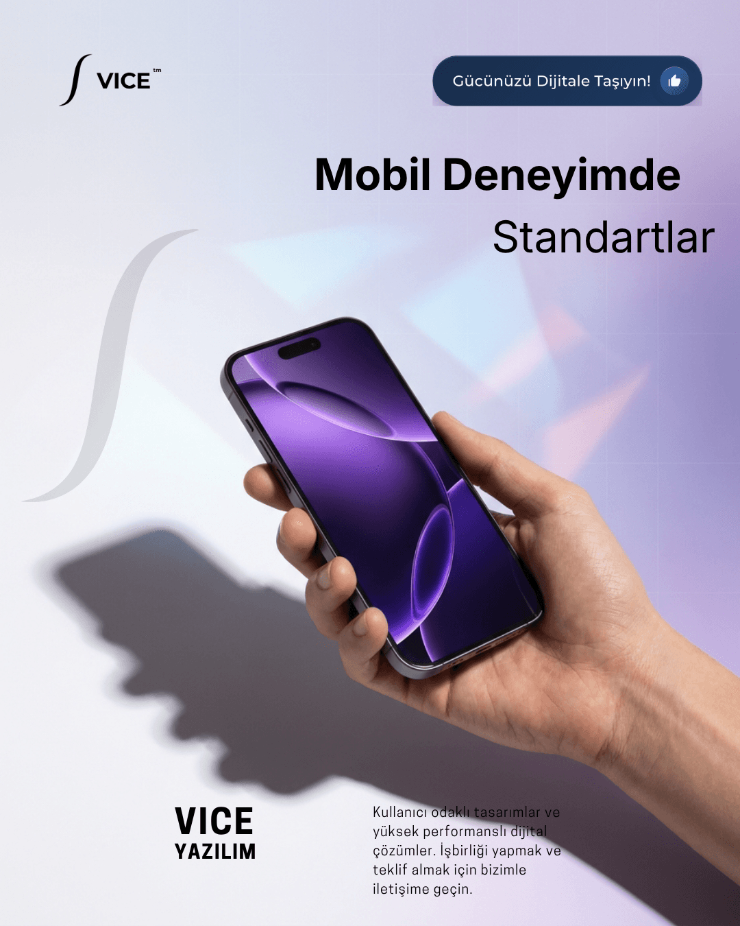Vice Yazılım mobil deneyim kurumsal tasarımı